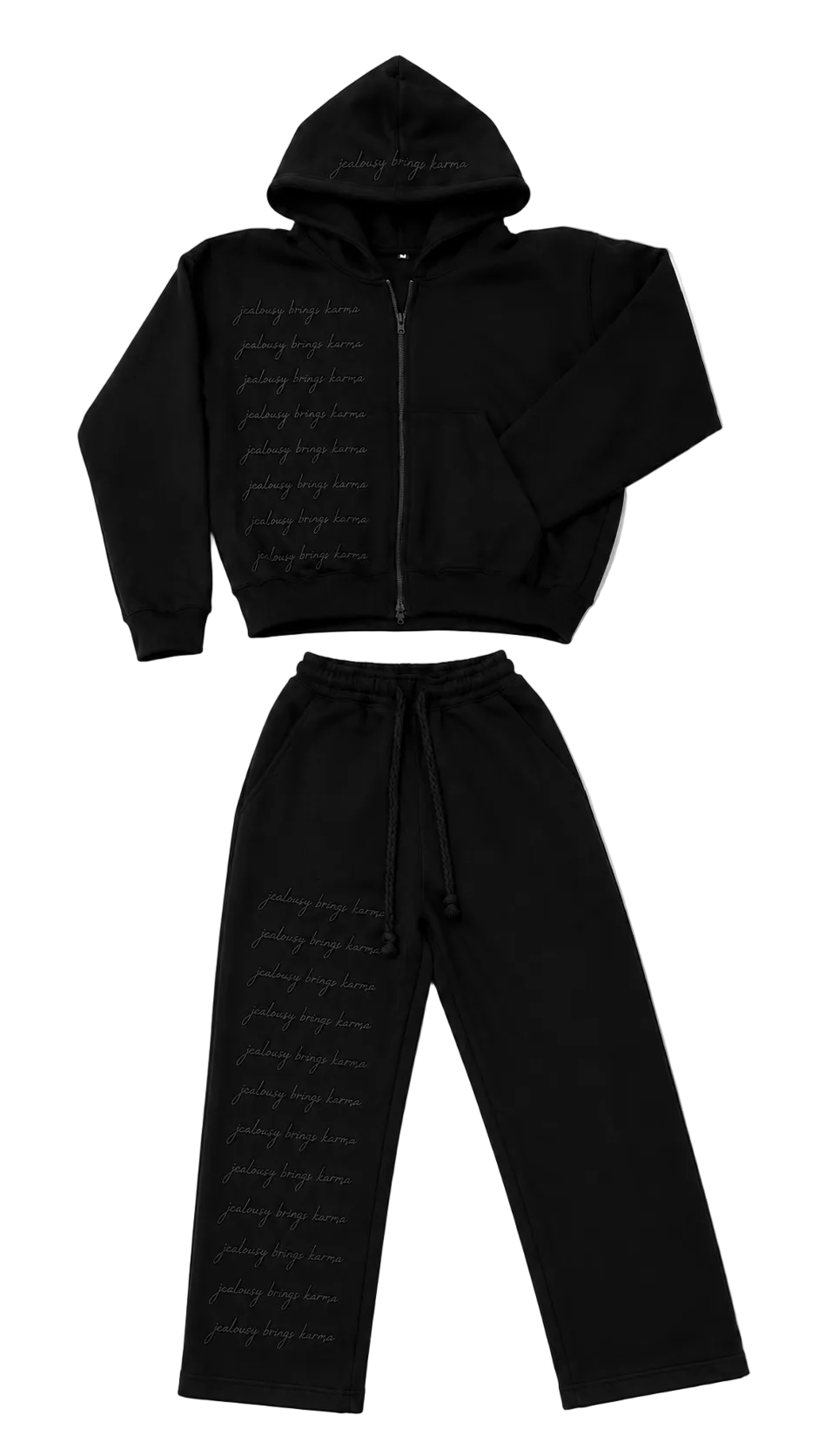 Triple black scripture tracksuit