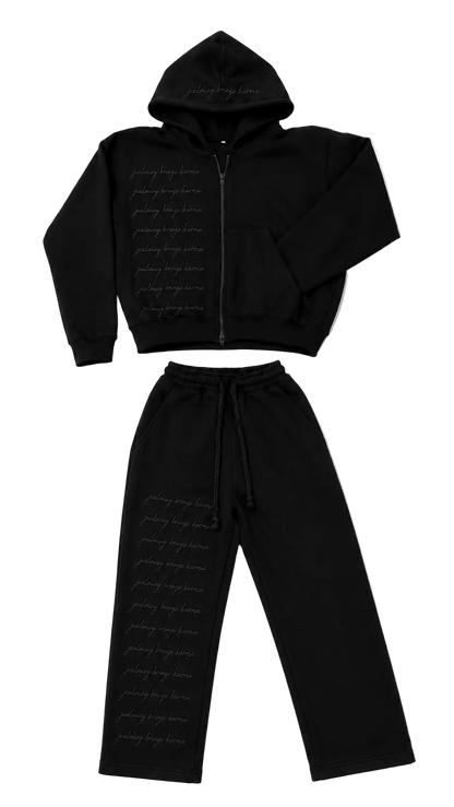 Triple black scripture tracksuit